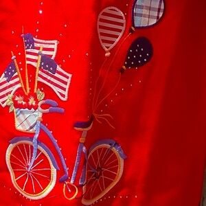 Quacker Factory Snap Button Front Knit Cardigan Fourth of July Flags New! 2X